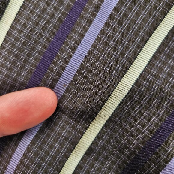 Tommy Bahama XXL 100% Silk Purple Gray Stripe Plaid Long Sleeve Button Up Shirt - Picture 15 of 16